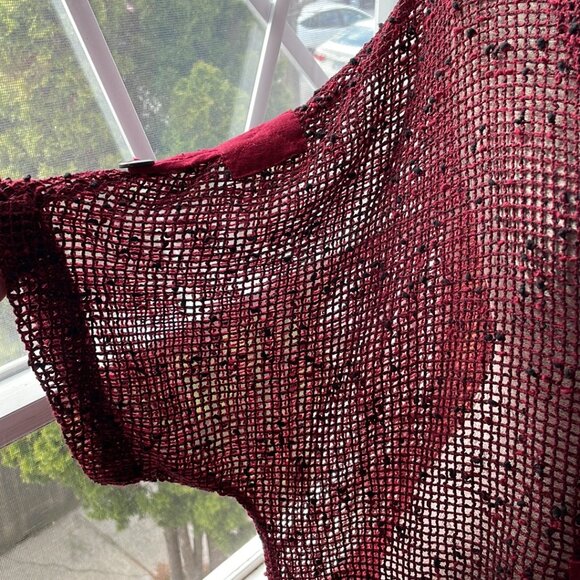 Keren Hart red open weave 100% cotton large coverup, vest, blouse - Picture 5 of 11